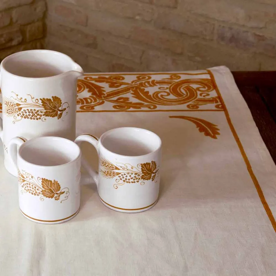 Linen Breakfast Service with Hand Crafted Single Piece - Brands Viadurini