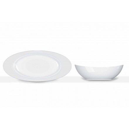 Modern White Porcelain Oval Design Serving Set 2 Pieces - Telescope Viadurini