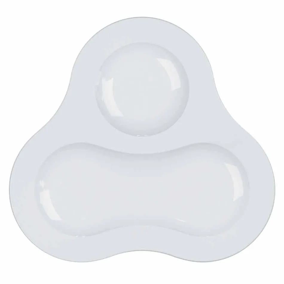 Complete Tea Set Modern Design in White Porcelain 14 Pieces - Telescope Viadurini