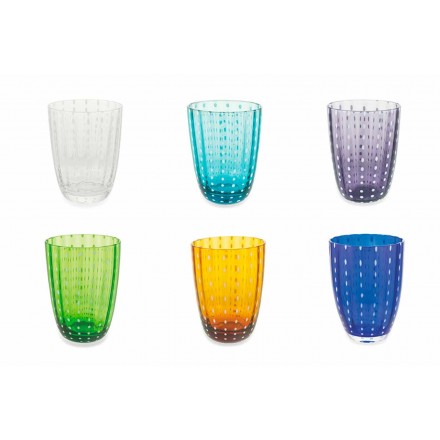 Set of 6 Modern Colored Glass Design Glasses for Water - Botswana Viadurini