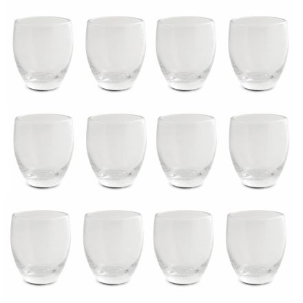 Transparent Blown Glass Glasses Set 12 Pieces - Guerrero Viadurini