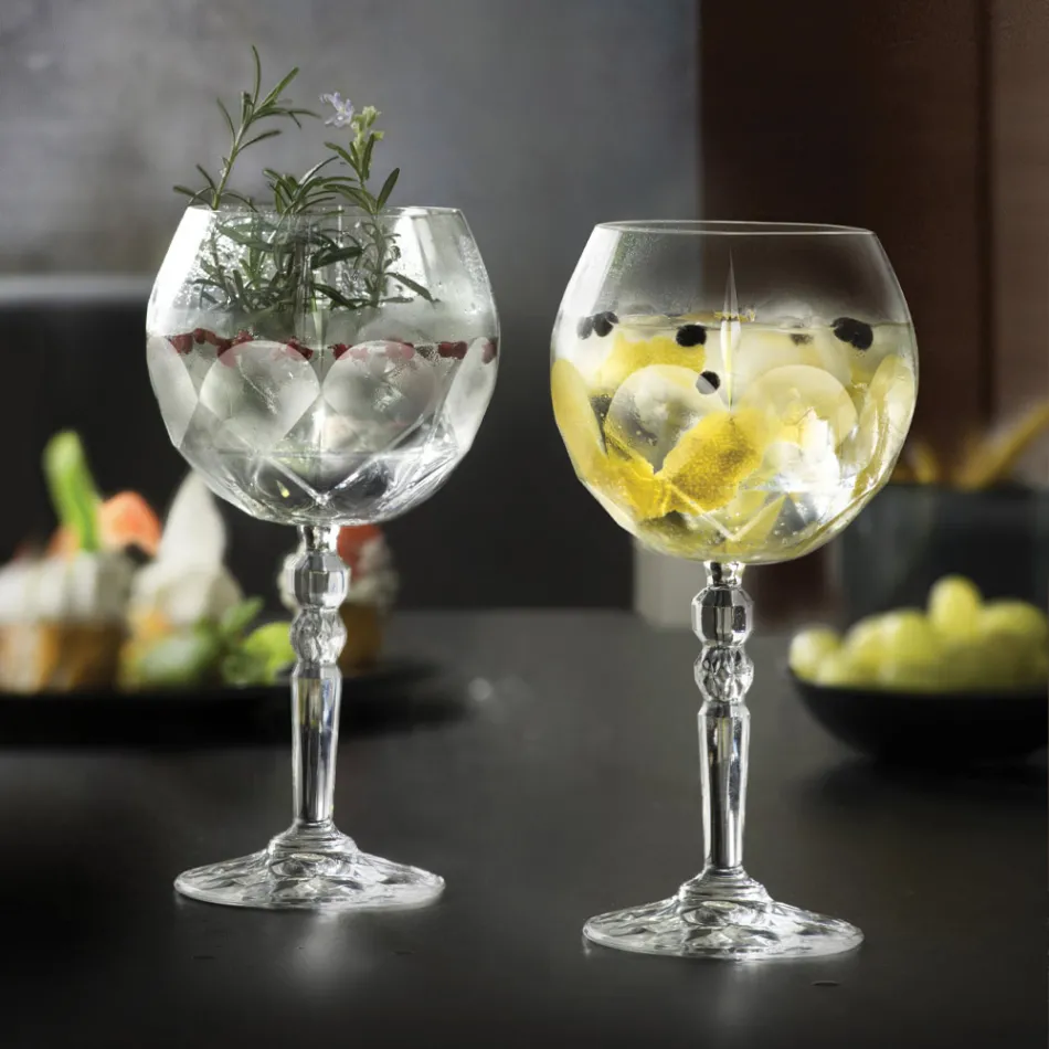Gin Tonic Cocktail Glass Service in Eco Crystal 12 Pcs - Bromeo Viadurini