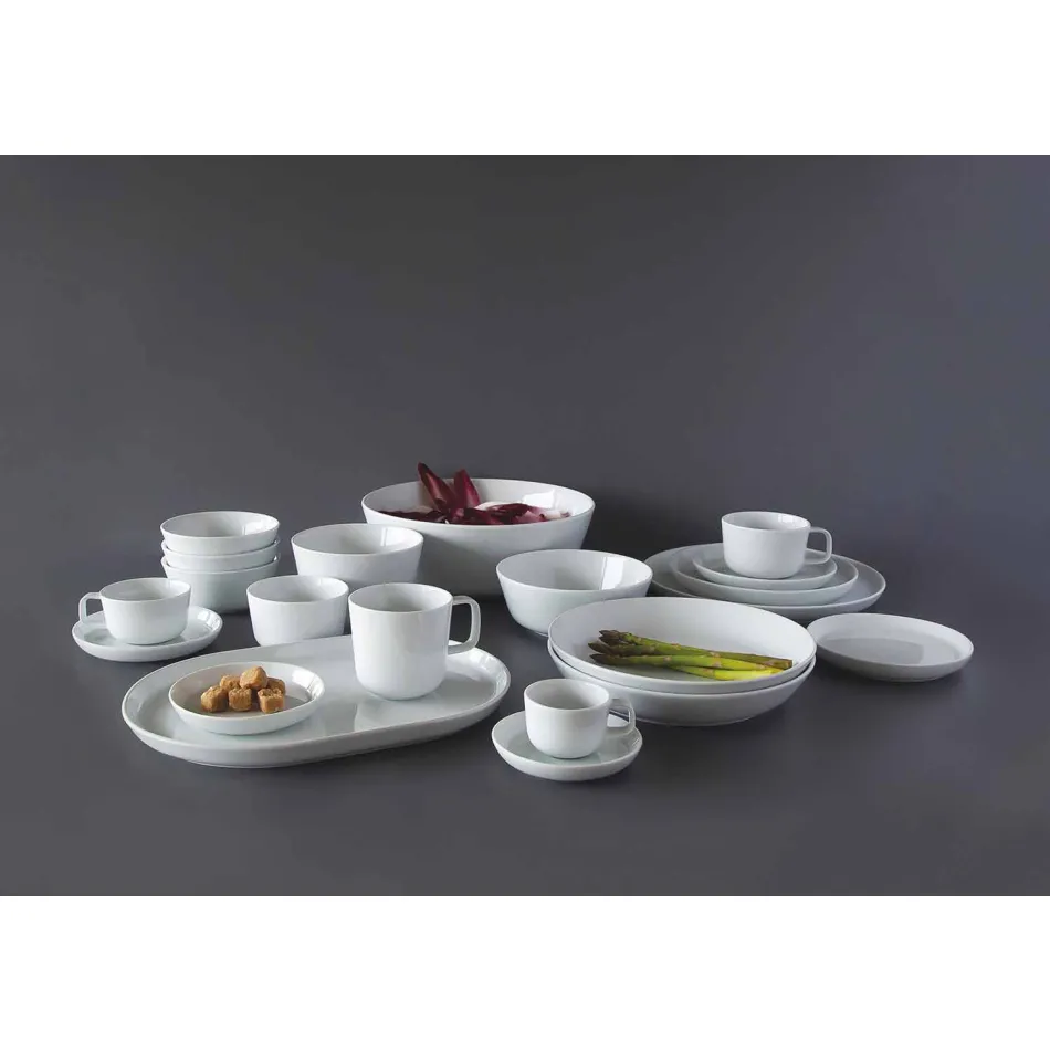 White Modern Design Porcelain Dinner Plate Set 24 Pieces - Arctic Viadurini