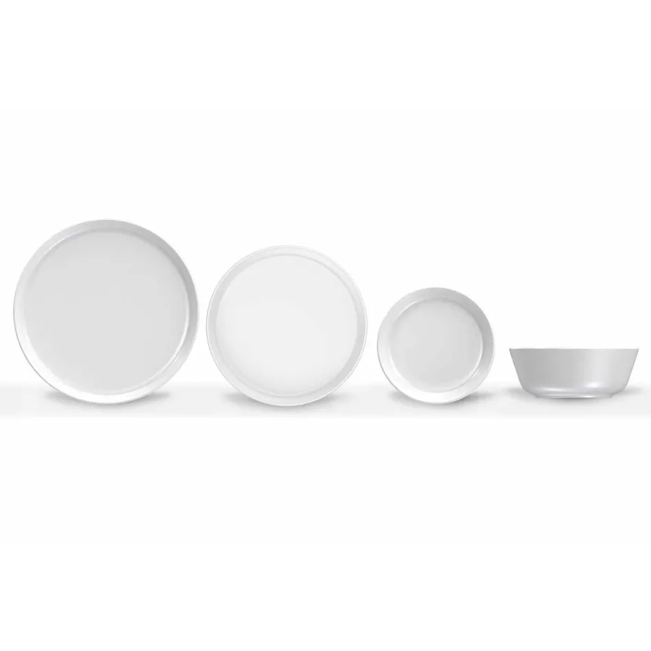 White Modern Design Porcelain Dinner Plate Set 24 Pieces - Arctic Viadurini