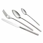 24 Pieces Polished Steel Cutlery Set with Sandblasted Handle - Jingle Viadurini