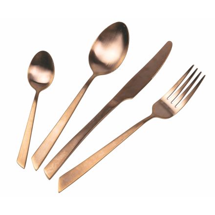 Flat Black Steel or Copper Design 24 Pieces Cutlery Set - Antozoi Viadurini