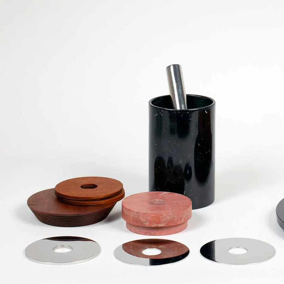 Cocktail Service Aperitif Accessories in Marble, Wood, Steel - Norman Viadurini