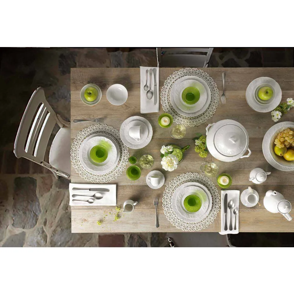 Set of 27 Elegant White Porcelain Design Plates - Gimignano Viadurini
