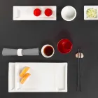 White Porcelain Modern Dinner Plates Set 25 Pieces - Basal Viadurini