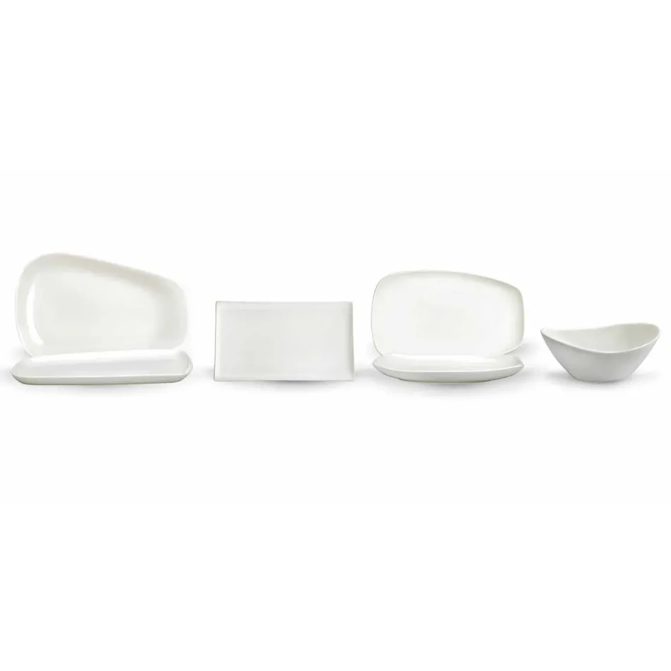 White Porcelain Dinner or Serving Dishes Service - Nalah Viadurini