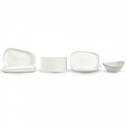 White Porcelain Dinner or Serving Dishes Service - Nalah Viadurini