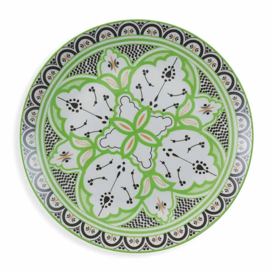 Ethnic Dishes Service in Porcelain and Colored and Modern Stoneware 18 Pieces - Fez Viadurini