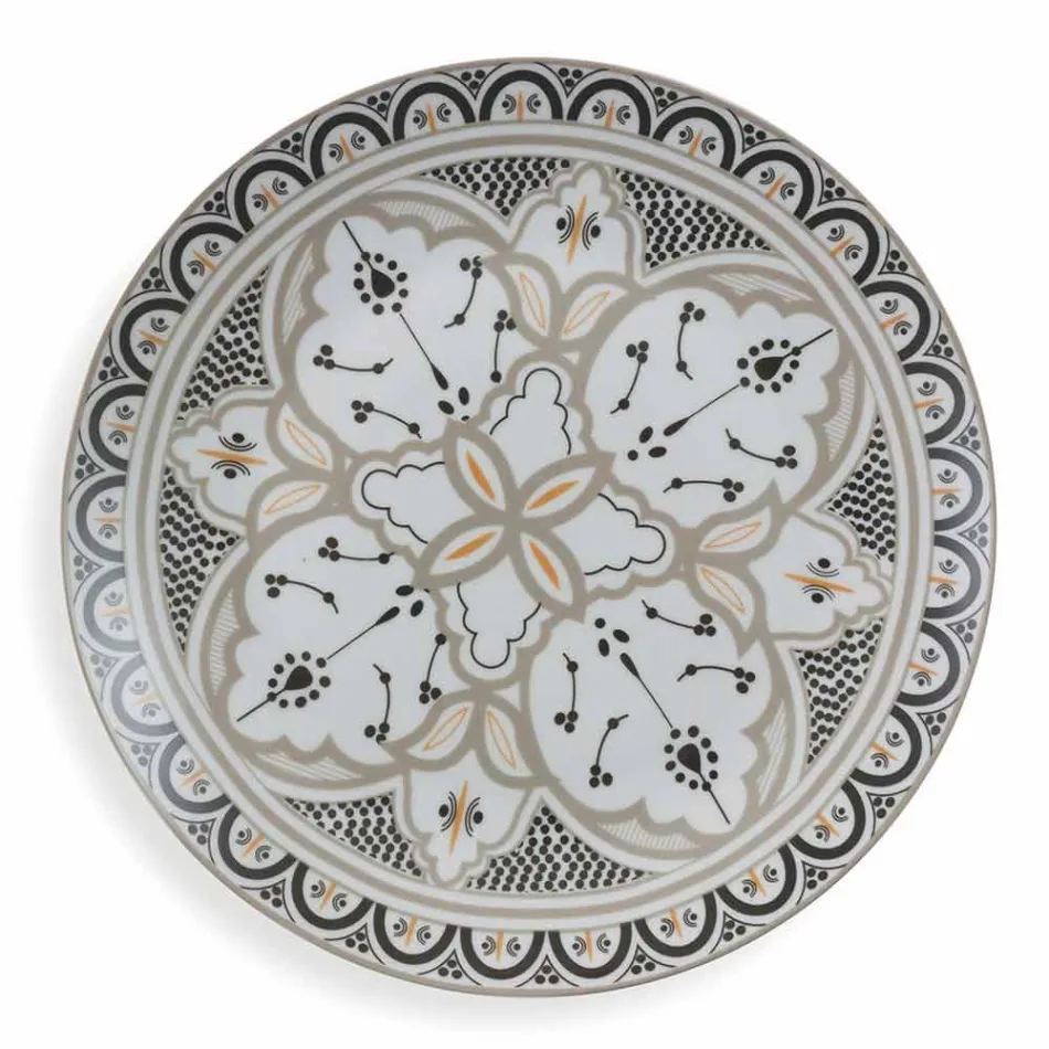 Ethnic Dishes Service in Porcelain and Colored and Modern Stoneware 18 Pieces - Fez Viadurini