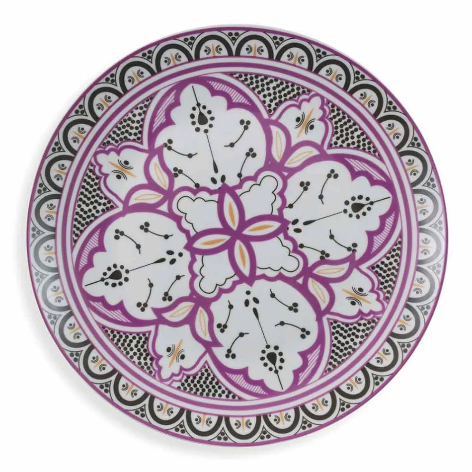 Ethnic Dishes Service in Porcelain and Colored and Modern Stoneware 18 Pieces - Fez Viadurini