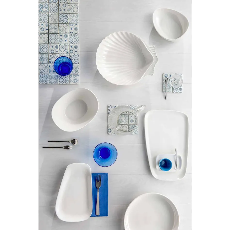 White Porcelain Dinnerware Set 23 Pieces Modern and Elegant Design - Nalah Viadurini