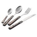 Stainless Steel and Pearly Ivory Plastic Cutlery Set 24 Pieces - Carlotta