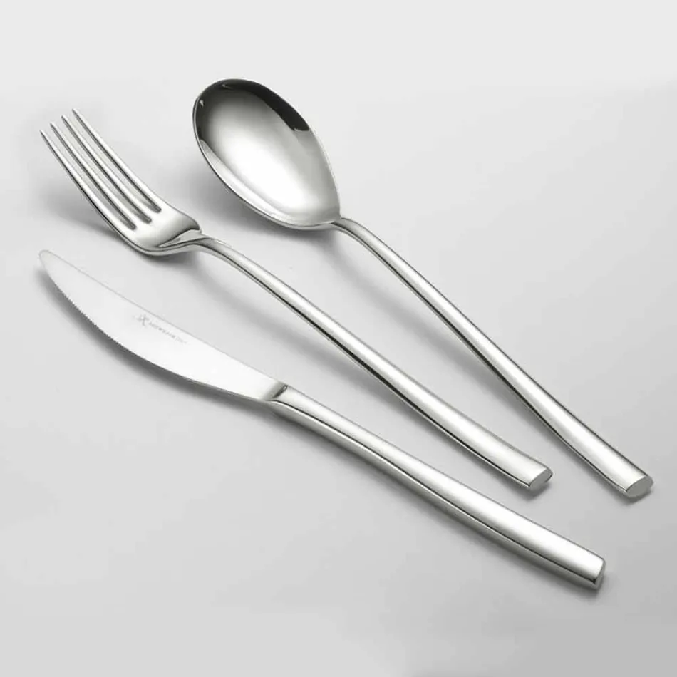 Complete Cutlery Set in Polished Stainless Steel Modern Design 24 Pieces - Sharpy Viadurini