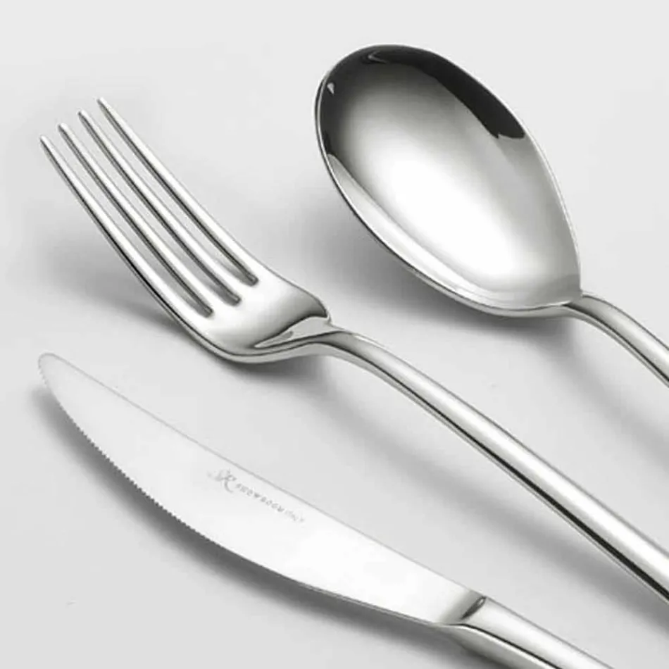 Complete Cutlery Set in Polished Stainless Steel Modern Design 24 Pieces - Sharpy Viadurini