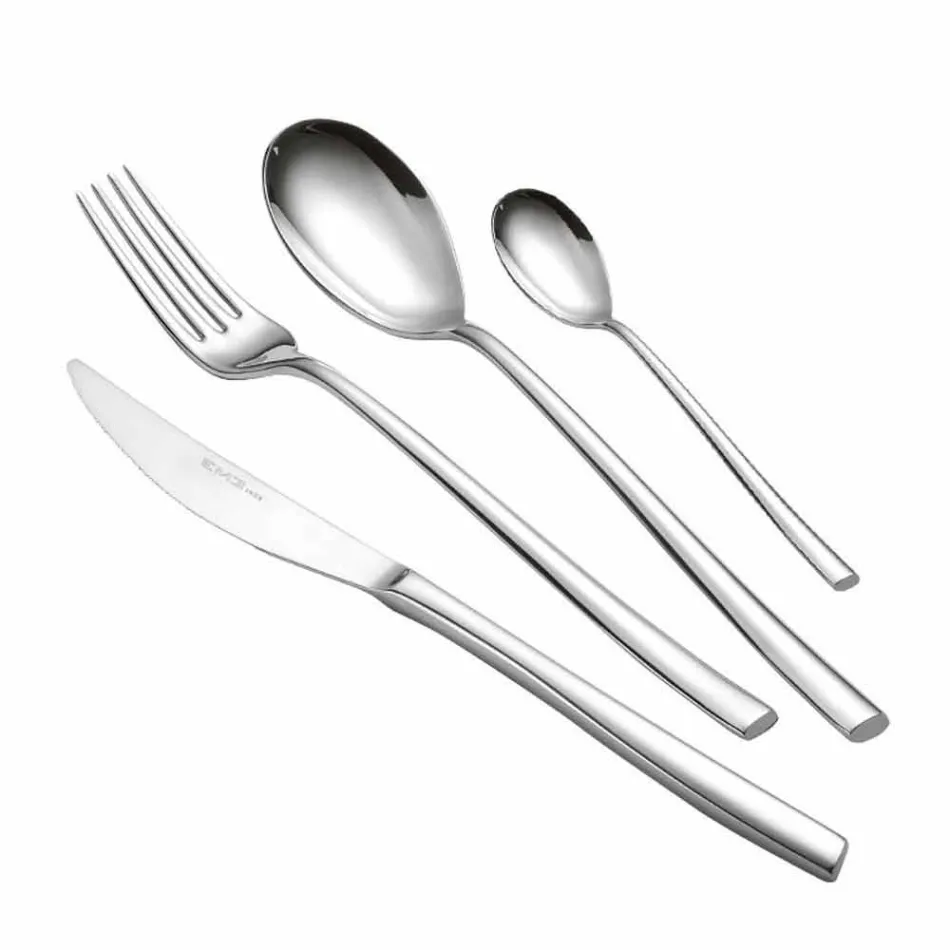 Complete Cutlery Set in Polished Stainless Steel Modern Design 24 Pieces - Sharpy Viadurini