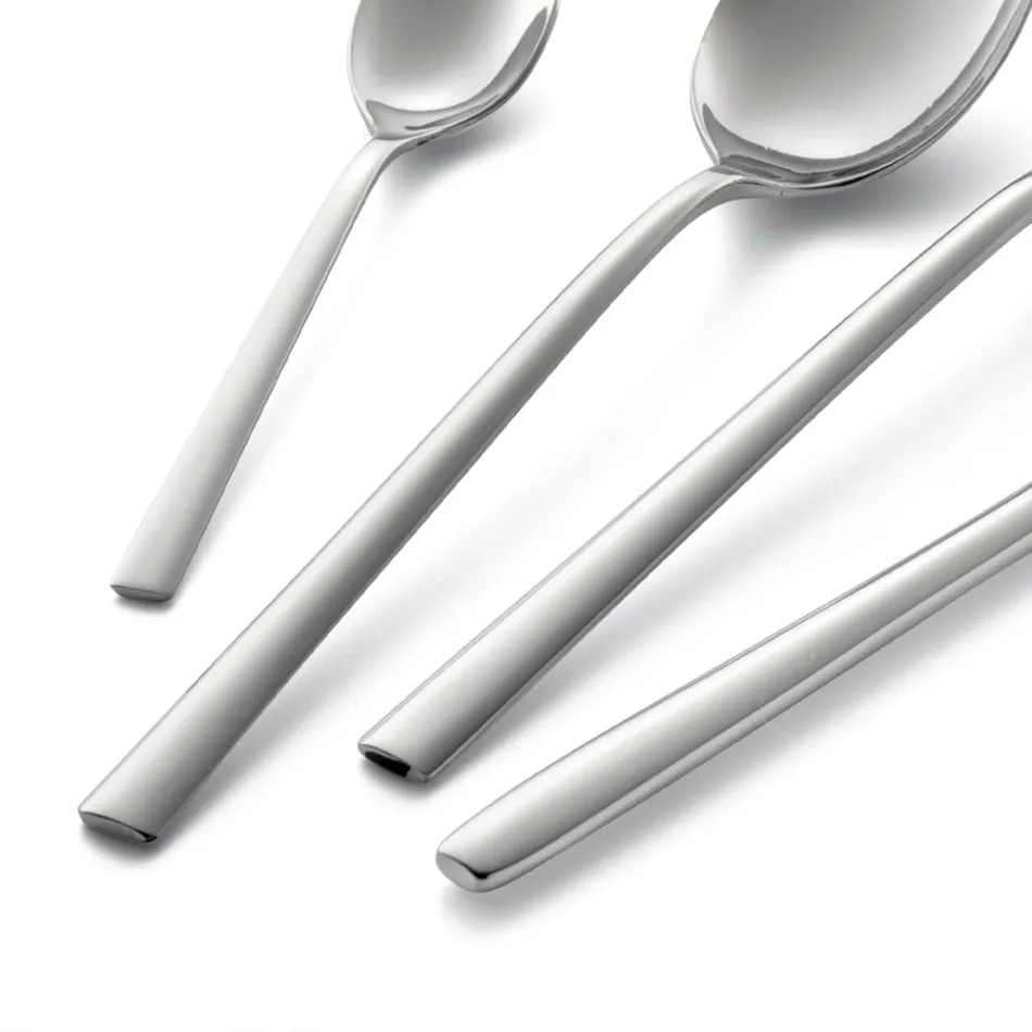 Square Design Polished Stainless Steel Cutlery Set 24 Pieces - Bumbun Viadurini