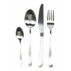Flat Rounded Design Steel Cutlery Set 24 Pieces - Shiatzu Viadurini