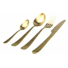 Flat Rounded Design Steel Cutlery Set 24 Pieces - Shiatzu Viadurini