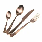 Flat Rounded Design Steel Cutlery Set 24 Pieces - Shiatzu Viadurini