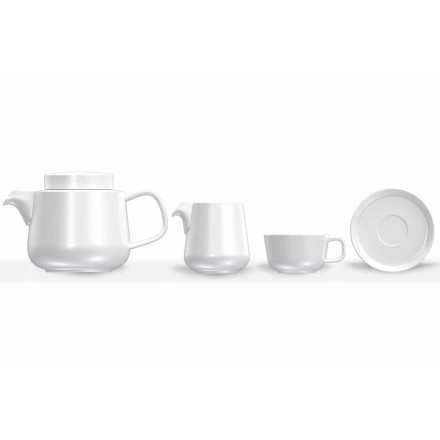 Cup and Saucer Service with Porcelain Teapot and Milk Jug 14 Pieces - Arctic Viadurini