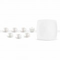 White Porcelain Coffee Cups Service Modern Design 8 Pieces - Duomo