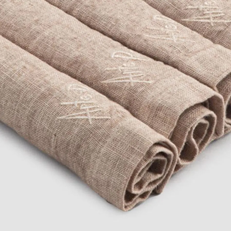 Elegant Linen Napkin Service with Fold Edge, 6 Colored Pieces - Onestini Viadurini