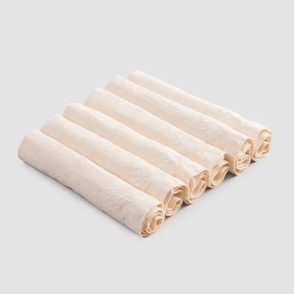 Elegant Linen Napkin Service with Fold Edge, 6 Colored Pieces - Onestini Viadurini