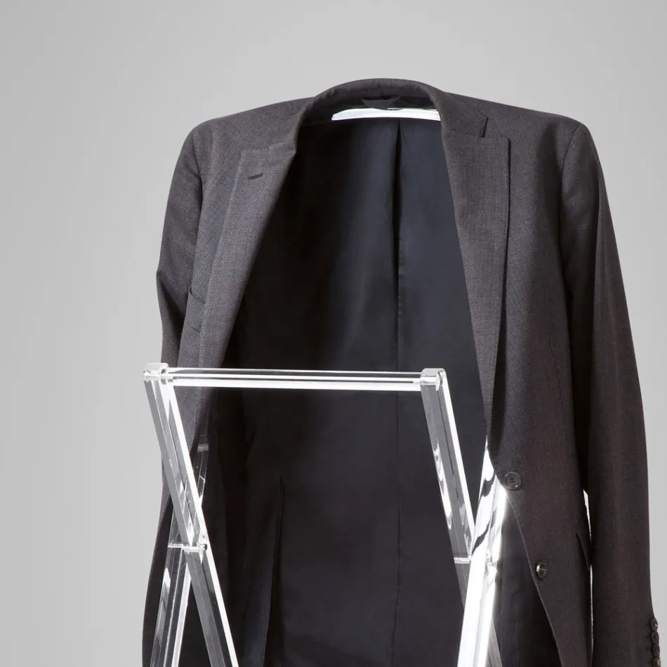 Folding Room Valet in Transparent Acrylic Crystal - Stecla Viadurini