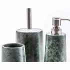 Modern bathroom accessories set in mottled green Bombei marble Viadurini