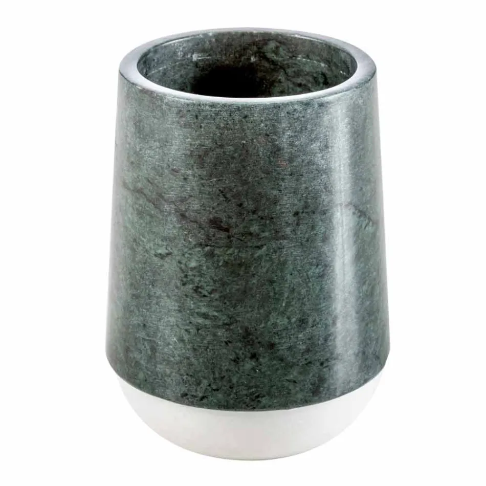 Modern bathroom accessories set in mottled green Bombei marble Viadurini