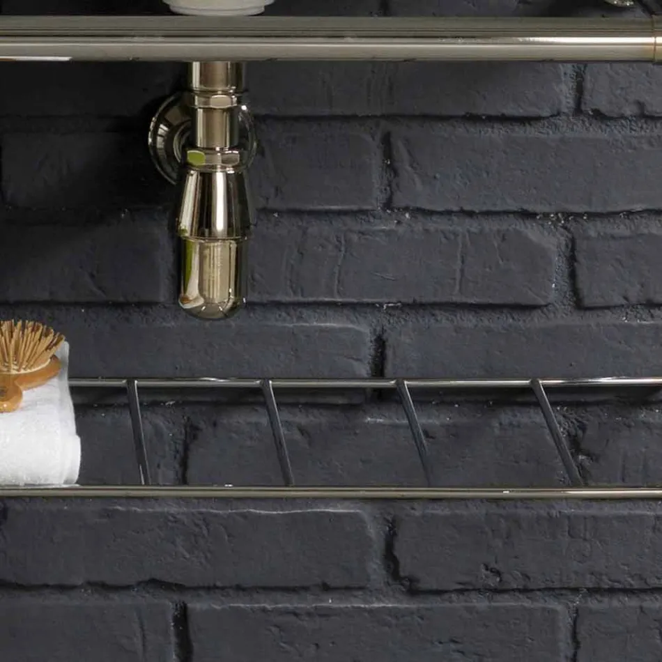 Bathroom set with white ceramic double console on Linear structure Viadurini