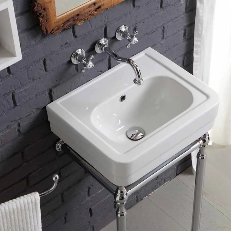 Bathroom set with washbasin on frame and mirror in creativity briccole Viadurini