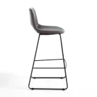 High Kitchen Stool in Synthetic Leather and Black Metal 2 Pieces - Yuri Viadurini