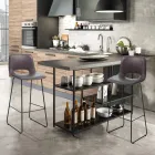 High Kitchen Stool in Synthetic Leather and Black Metal 2 Pieces - Yuri Viadurini