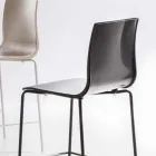 High Stackable Polypropylene Stool with Metal Base, 2 Pieces - Kiara Viadurini