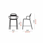 High Outdoor Stool in Aluminum with Armrests Made in Italy - Selima Viadurini