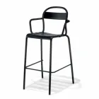 High Outdoor Stool in Aluminum with Armrests Made in Italy - Selima Viadurini