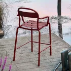 High Outdoor Stool in Aluminum with Armrests Made in Italy - Selima Viadurini