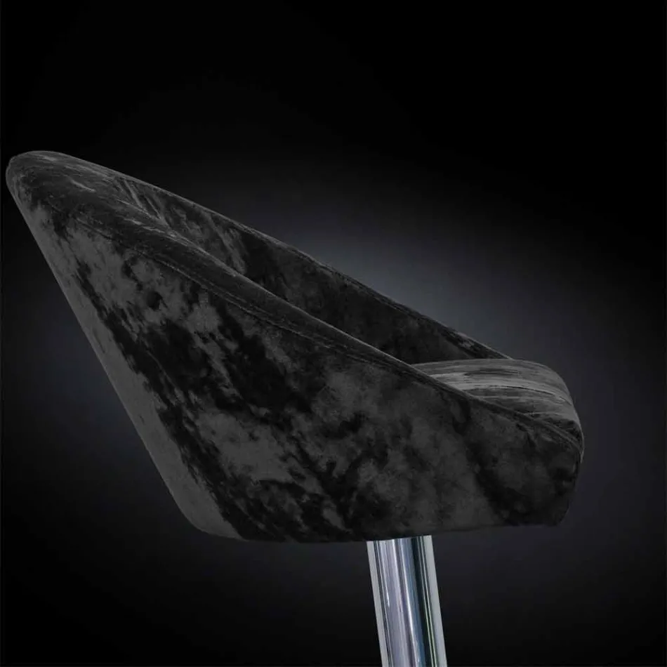 High Stool in Velvet and Steel with Adjustable Lift Made in Italy - Bilbao Viadurini