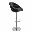High Stool in Velvet and Steel with Adjustable Lift Made in Italy - Bilbao Viadurini