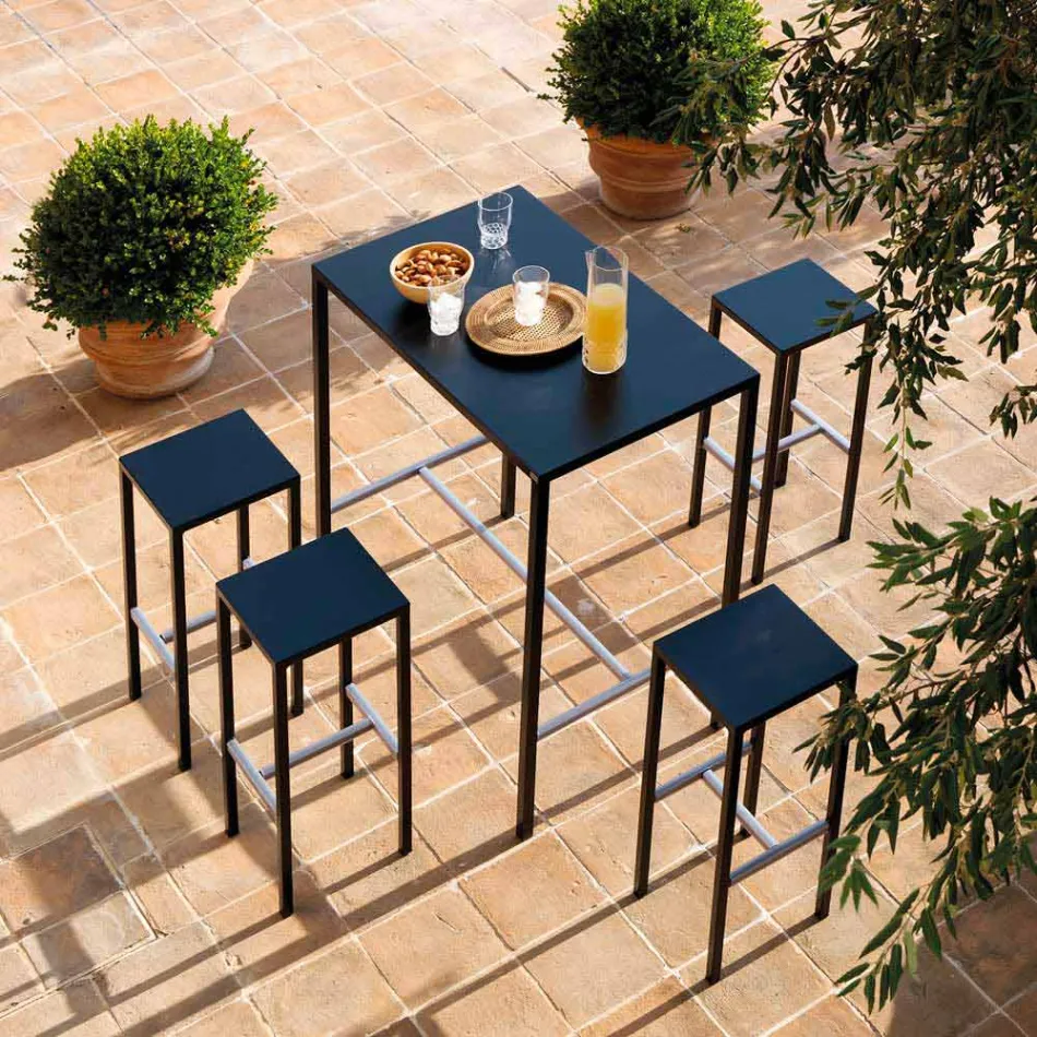 Outdoor Bar Stool in Powder Coated Metal Made in Italy - Meone Viadurini