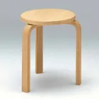 Low Stackable Stool in Natural Beech Wood Made in Italy - Cassiopea Viadurini