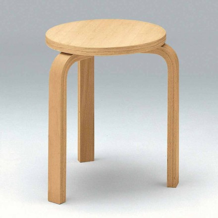 Low Stackable Stool in Natural Beech Wood Made in Italy - Cassiopea Viadurini