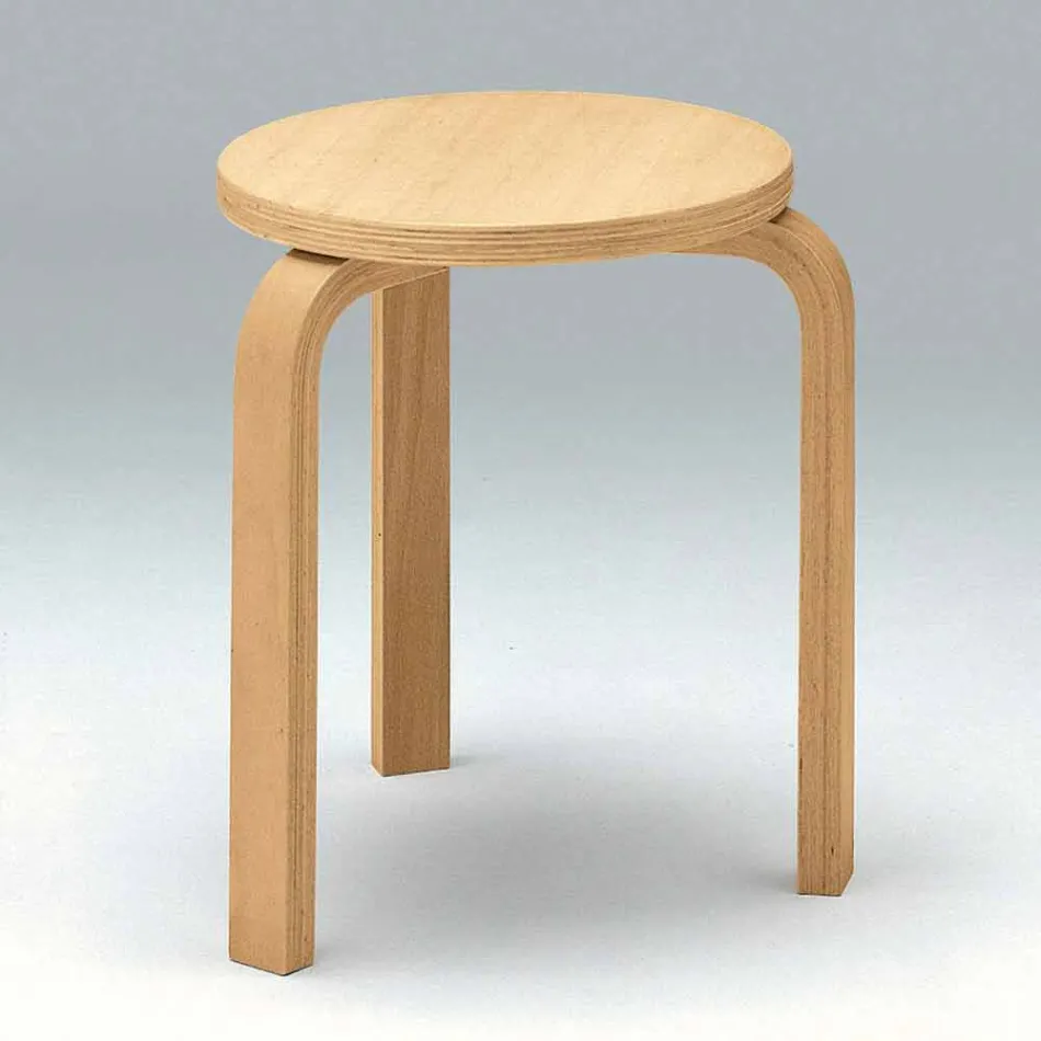Low Stackable Stool in Natural Beech Wood Made in Italy - Cassiopea Viadurini