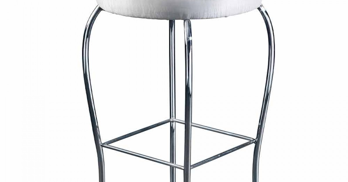 Fabric and Steel Stool with Footrest Made in Italy