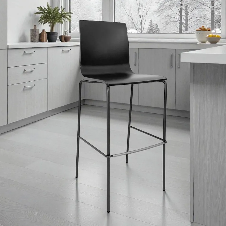 Kitchen Stool in Steel and Technopolymer Made in Italy 2 Pieces - Garland Viadurini